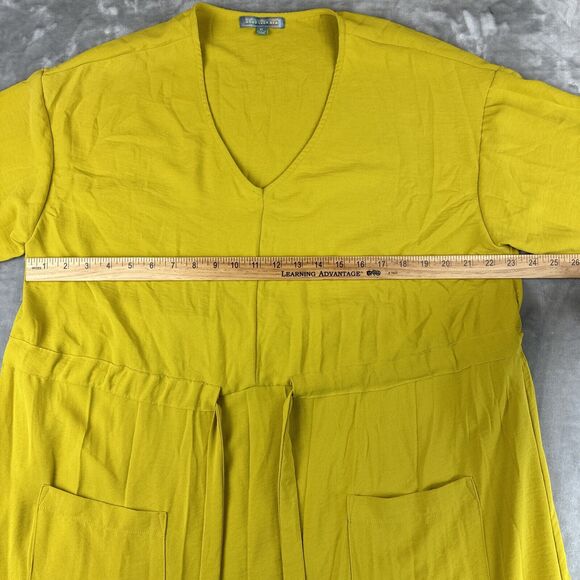 Good Luck Gem Oversized Dress Women's XL Mustard Yellow Tie Front Pockets (0726) - Picture 10 of 12